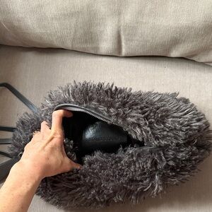 Stand Studio Gray Barbara Bag. Faux fur purse.